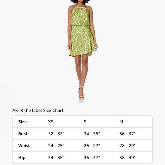 ASTR the label Women's Quinta Dress Celery Green Floral Halter Necklace Small - Picture 3 of 12